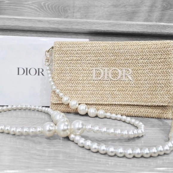 GWP - Woven Clutch/Crossbody with Pearl Strap